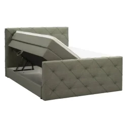 Leen Bakker Boxspring met opbergruimte en voetbord Liv geruit - groen - 140x200cm