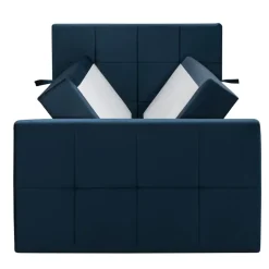 1-Persoons Boxsprings-Leen Bakker Boxspring met opbergruimte en voetbord Liv geblokt - blauw - 120x200cm