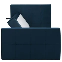 1-Persoons Boxsprings-Leen Bakker Boxspring met opbergruimte en voetbord Liv geblokt - blauw - 120x200cm