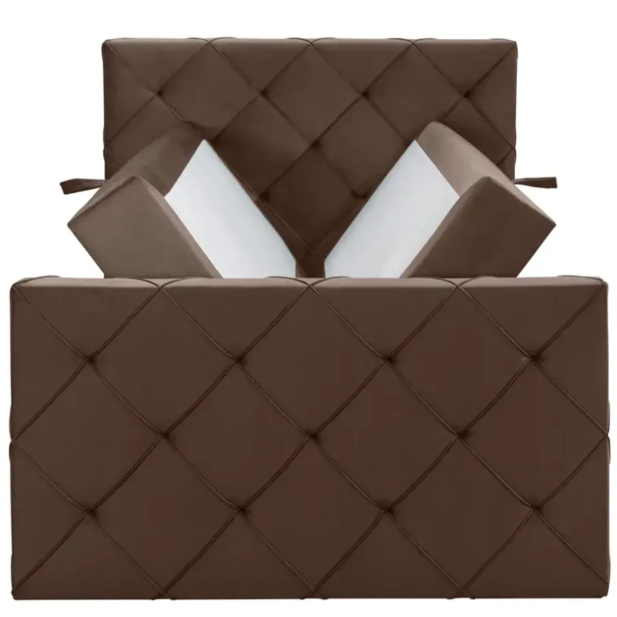 1-Persoons Boxsprings-Leen Bakker Boxspring met opbergruimte en voetbord Liv geruit - bruin - 120x200cm