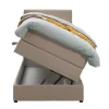 1-Persoons Boxsprings-Leen Bakker Boxspring met opbergruimte Liv geblokt - beige - 90x200 cm