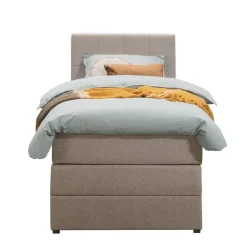 1-Persoons Boxsprings-Leen Bakker Boxspring met opbergruimte Liv geblokt - beige - 90x200 cm