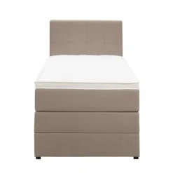 1-Persoons Boxsprings-Leen Bakker Boxspring met opbergruimte Liv geblokt - beige - 90x200 cm