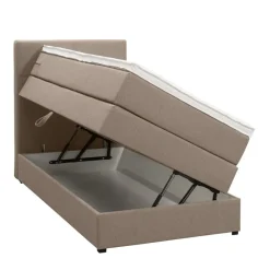 1-Persoons Boxsprings-Leen Bakker Boxspring met opbergruimte Liv geblokt - beige - 90x200 cm