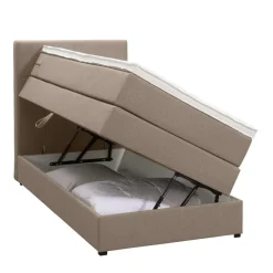1-Persoons Boxsprings-Leen Bakker Boxspring met opbergruimte Liv geblokt - beige - 90x200 cm