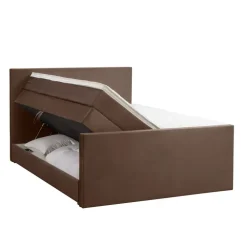2-Persoons Boxsprings-Leen Bakker Boxspring met opbergruimte en voetbord Liv egaal - bruin - 140x200cm