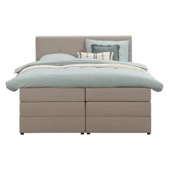 Leen Bakker Boxspring met opbergruimte Liv geblokt - beige - 160x200 cm