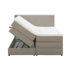 Leen Bakker Boxspring met opbergruimte Liv geblokt - beige - 160x200 cm