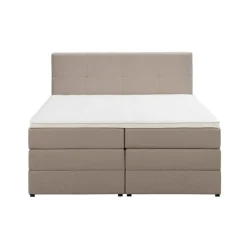 Leen Bakker Boxspring met opbergruimte Liv geblokt - beige - 160x200 cm