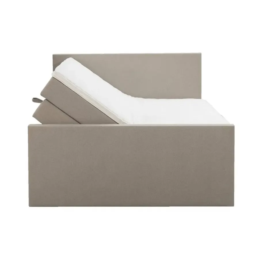 2-Persoons Boxsprings-Leen Bakker Boxspring met opbergruimte en voetbord Liv egaal - beige - 160x200cm