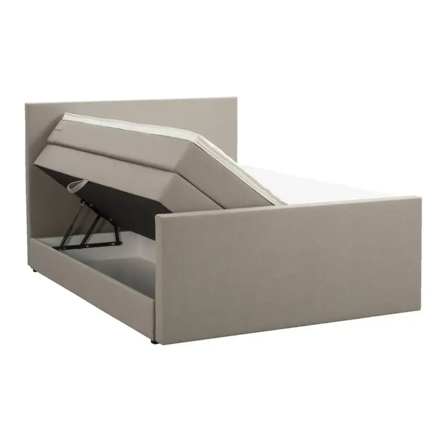 2-Persoons Boxsprings-Leen Bakker Boxspring met opbergruimte en voetbord Liv egaal - beige - 160x200cm