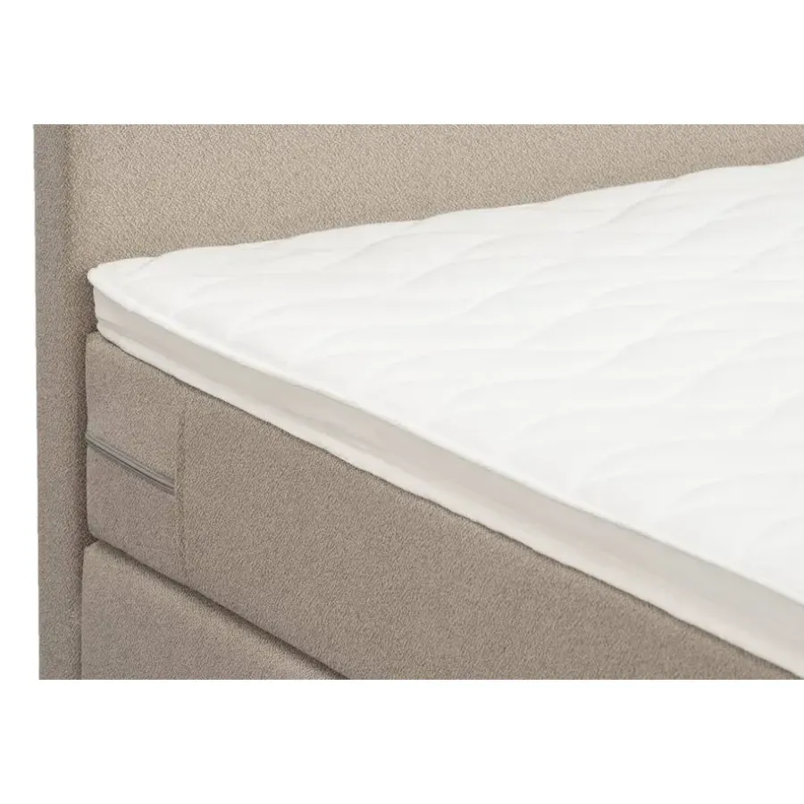 2-Persoons Boxsprings-Leen Bakker Boxspring met opbergruimte en voetbord Liv egaal - beige - 160x200cm