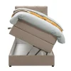 Leen Bakker Boxspring met opbergruimte Liv geruit - beige - 90x200 cm