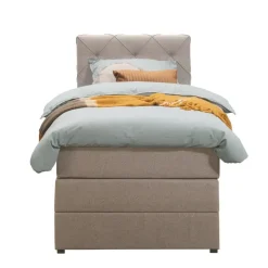 Leen Bakker Boxspring met opbergruimte Liv geruit - beige - 90x200 cm