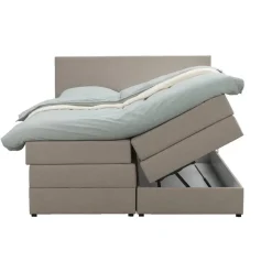 Leen Bakker Boxspring met opbergruimte Liv egaal - beige - 180x200 cm