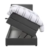 1-Persoons Boxsprings-Leen Bakker Boxspring met opbergruimte Liv geblokt - antraciet - 90x200 cm