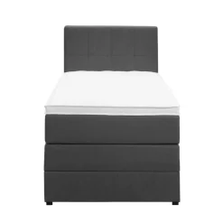 1-Persoons Boxsprings-Leen Bakker Boxspring met opbergruimte Liv geblokt - antraciet - 90x200 cm