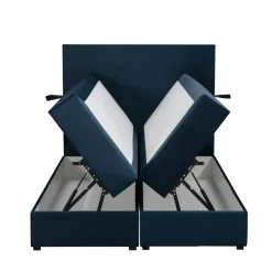 Leen Bakker Boxspring met opbergruimte Liv egaal - blauw - 120x200 cm