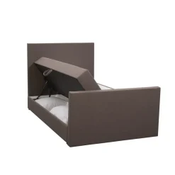 Leen Bakker Boxspring met opbergruimte en voetbord Liv egaal - donkerbruin - 120x200cm