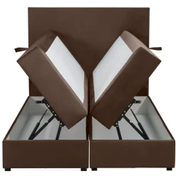 1-Persoons Boxsprings-Leen Bakker Boxspring met opbergruimte Liv egaal - bruin - 120x200 cm
