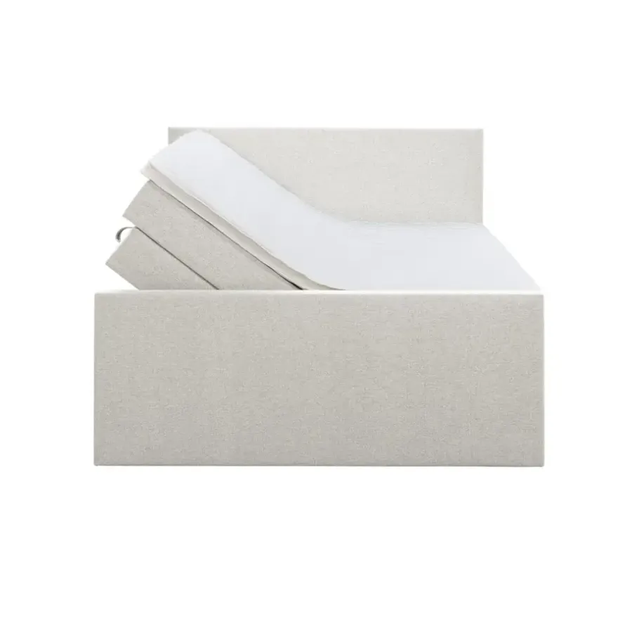 2-Persoons Boxsprings-Leen Bakker Boxspring met opbergruimte en voetbord Liv egaal - ecru - 140x200cm