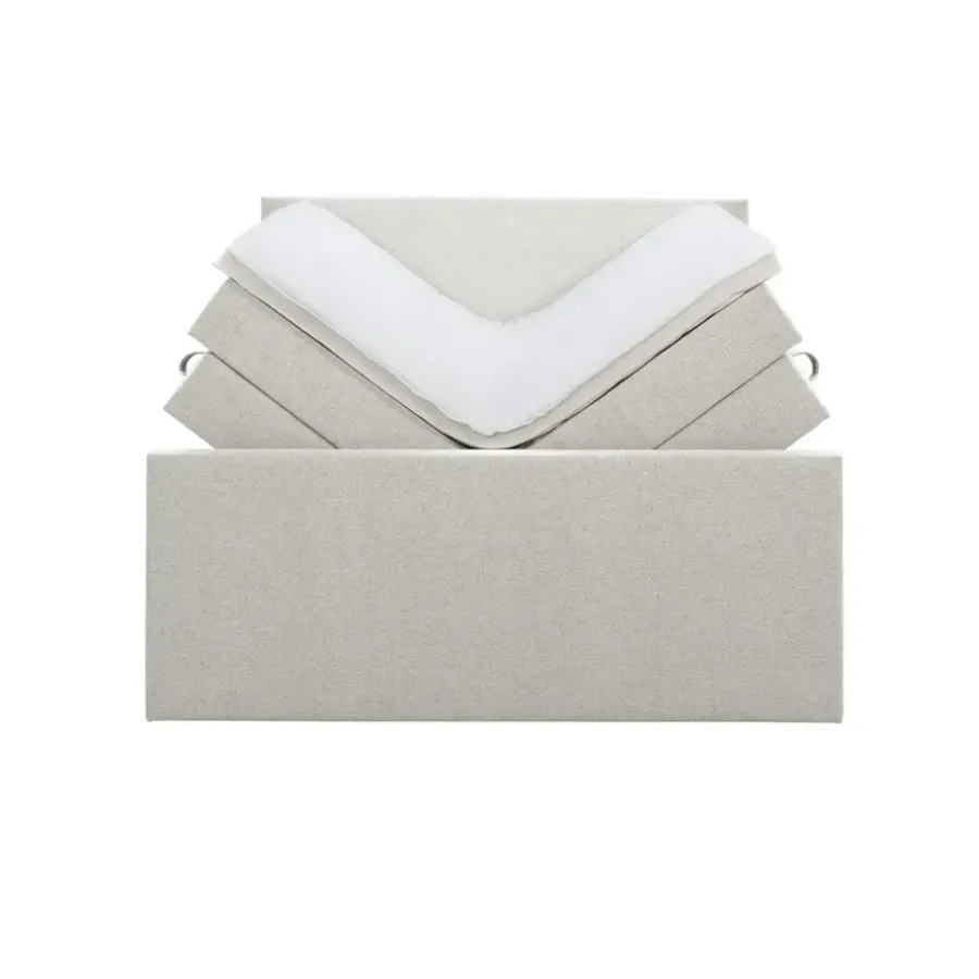 2-Persoons Boxsprings-Leen Bakker Boxspring met opbergruimte en voetbord Liv egaal - ecru - 140x200cm