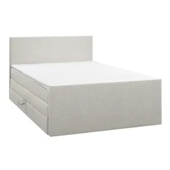 2-Persoons Boxsprings-Leen Bakker Boxspring met opbergruimte en voetbord Liv egaal - ecru - 140x200cm