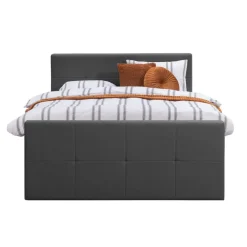Leen Bakker Boxspring met opbergruimte en voetbord Liv geblokt - antraciet - 180x200cm