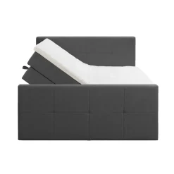 Leen Bakker Boxspring met opbergruimte en voetbord Liv geblokt - antraciet - 180x200cm