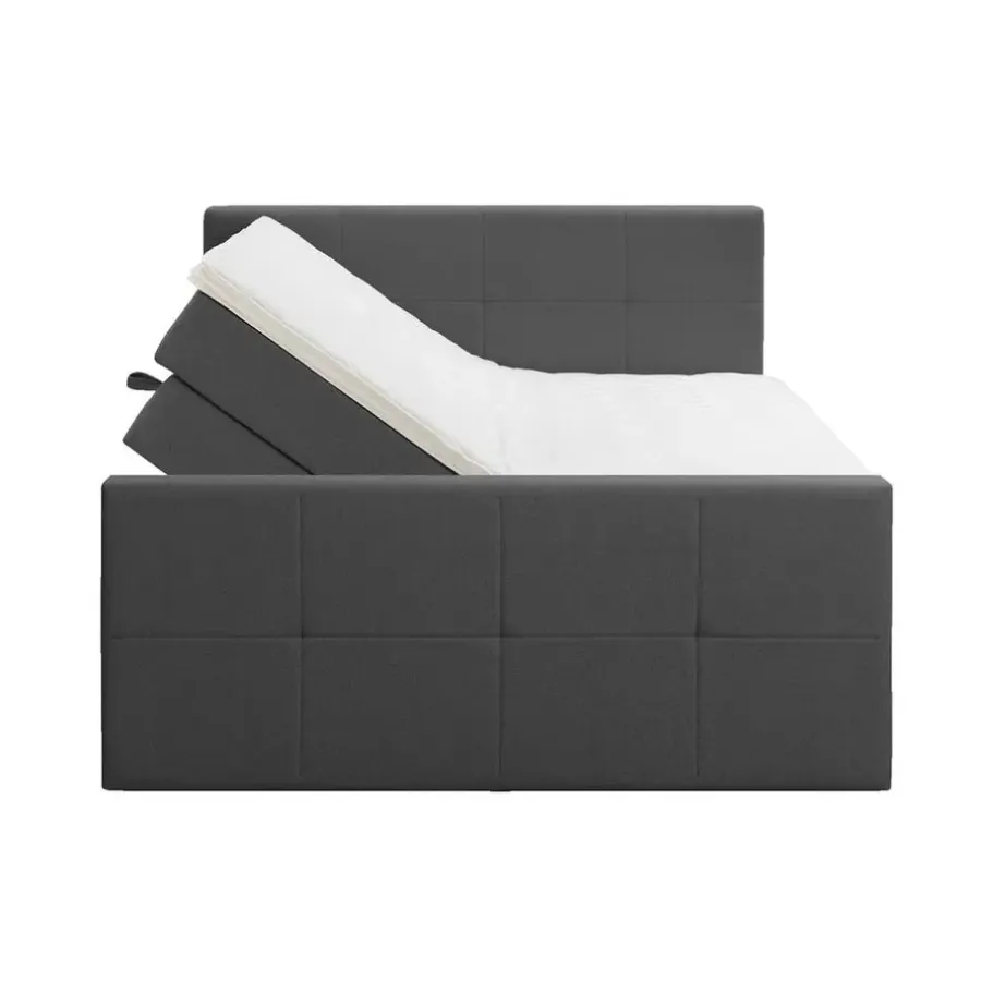 Leen Bakker Boxspring met opbergruimte en voetbord Liv geblokt - antraciet - 180x200cm
