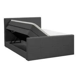 Leen Bakker Boxspring met opbergruimte en voetbord Liv geblokt - antraciet - 180x200cm