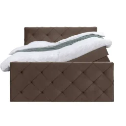 Leen Bakker Boxspring met opbergruimte en voetbord Liv geruit - bruin - 180x200cm