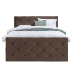 Leen Bakker Boxspring met opbergruimte en voetbord Liv geruit - bruin - 180x200cm