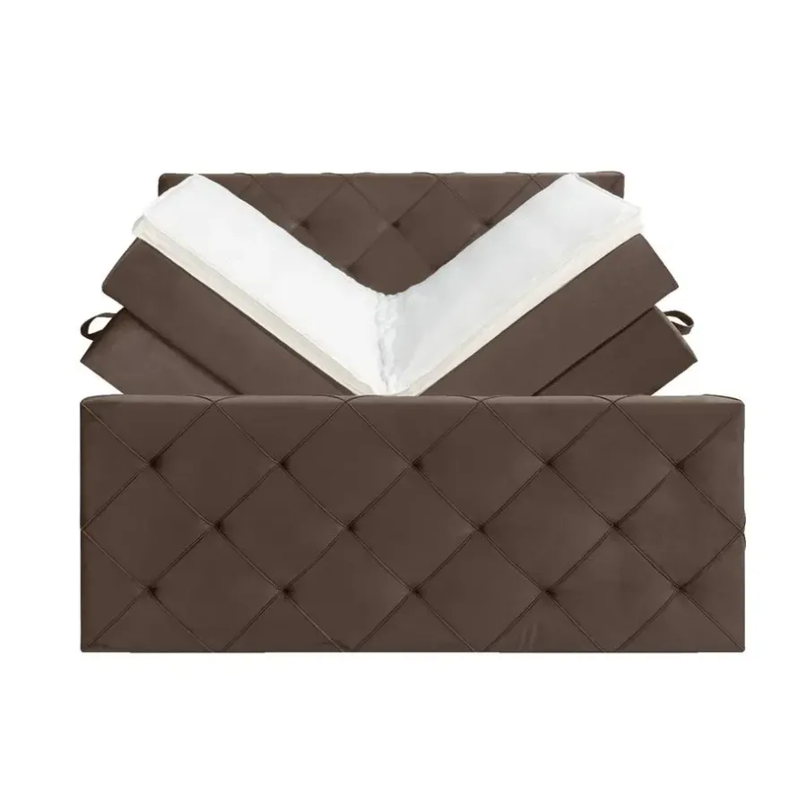 Leen Bakker Boxspring met opbergruimte en voetbord Liv geruit - bruin - 180x200cm