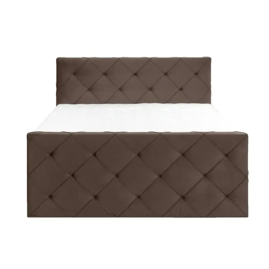 Leen Bakker Boxspring met opbergruimte en voetbord Liv geruit - bruin - 180x200cm
