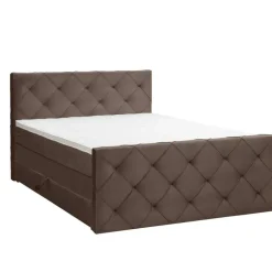 Leen Bakker Boxspring met opbergruimte en voetbord Liv geruit - bruin - 180x200cm