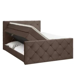 Leen Bakker Boxspring met opbergruimte en voetbord Liv geruit - bruin - 180x200cm