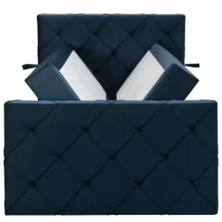 1-Persoons Boxsprings-Leen Bakker Boxspring met opbergruimte en voetbord Liv geruit - blauw - 120x200cm