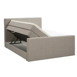Leen Bakker Boxspring met opbergruimte en voetbord Liv geblokt - beige - 160x200cm