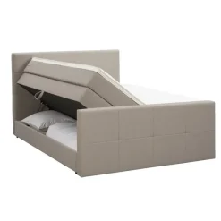 Leen Bakker Boxspring met opbergruimte en voetbord Liv geblokt - beige - 160x200cm