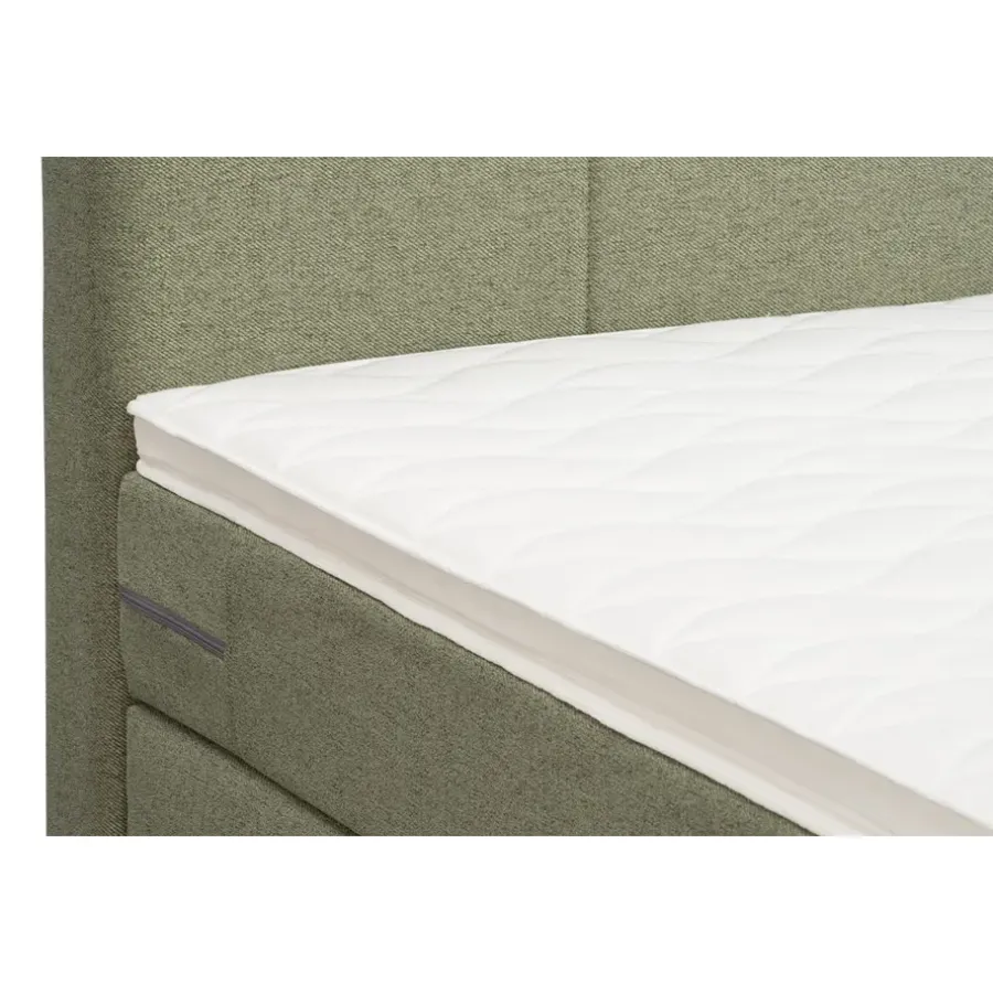 2-Persoons Boxsprings-Leen Bakker Boxspring met opbergruimte en voetbord Liv geblokt - groen - 180x200cm
