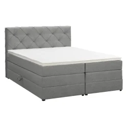 2-Persoons Boxsprings-Leen Bakker Boxspring met opbergruimte Liv geruit - lichtgrijs - 160x200 cm