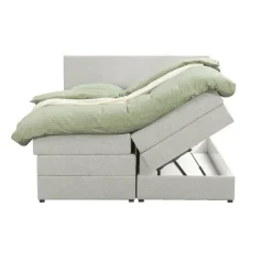 Leen Bakker Boxspring met opbergruimte Liv egaal - ecru - 180x200 cm