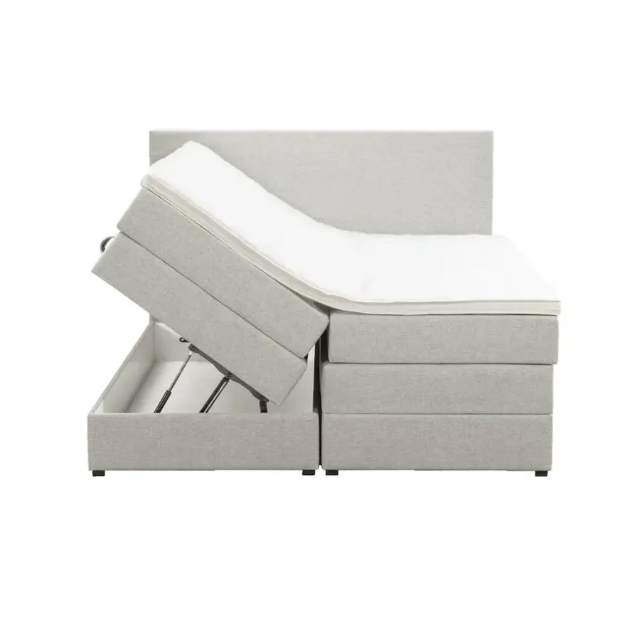 Leen Bakker Boxspring met opbergruimte Liv egaal - ecru - 180x200 cm