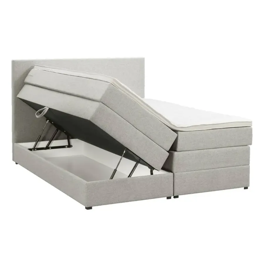 Leen Bakker Boxspring met opbergruimte Liv egaal - ecru - 180x200 cm