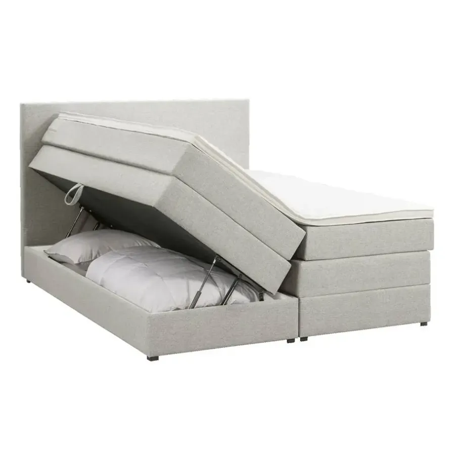 Leen Bakker Boxspring met opbergruimte Liv egaal - ecru - 180x200 cm