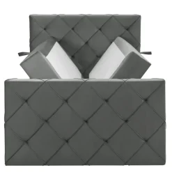 1-Persoons Boxsprings-Leen Bakker Boxspring met opbergruimte en voetbord Liv geruit - grijs - 120x200cm