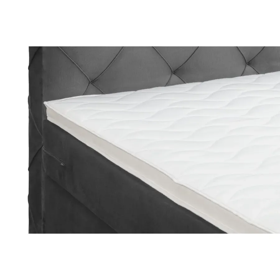 1-Persoons Boxsprings-Leen Bakker Boxspring met opbergruimte en voetbord Liv geruit - grijs - 120x200cm