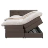 2-Persoons Boxsprings-Leen Bakker Boxspring met opbergruimte Liv geruit - donkerbruin - 180x200 cm