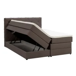 2-Persoons Boxsprings-Leen Bakker Boxspring met opbergruimte Liv geruit - donkerbruin - 180x200 cm